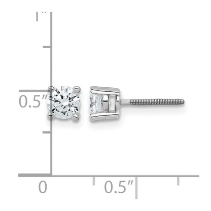 14K Weißgold Ohrstecker mit 0,75 ct. zertifizierten, im Labor gezüchteten Diamanten VS/SI+ G+, rund, 4-Krappen-Fassung, massiv, mit Schraubverschluss