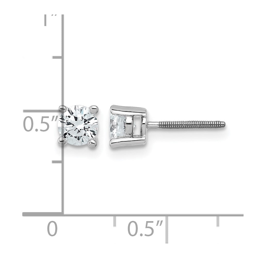 14K Weißgold Ohrstecker mit 0,75 ct. laborgezüchteten Diamanten, VS/SI+ G+, Rund, 4-Krappen-Fassung, Schwergewicht, Schraubverschluss