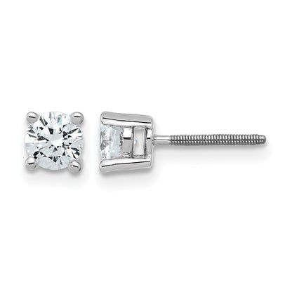 14K Weißgold Ohrstecker mit 0,75 ct. zertifizierten, im Labor gezüchteten Diamanten VS/SI+ G+, rund, 4-Krappen-Fassung, massiv, mit Schraubverschluss