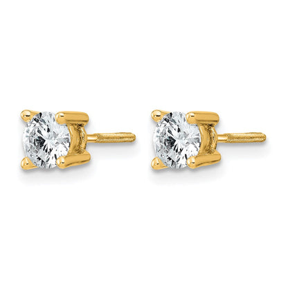 14K Gelbgold Ohrstecker mit 0,75 ct. Labor gezüchteten Diamanten, VS/SI+ G+, rund, Vierzack-Fassung, Schraubverschluss