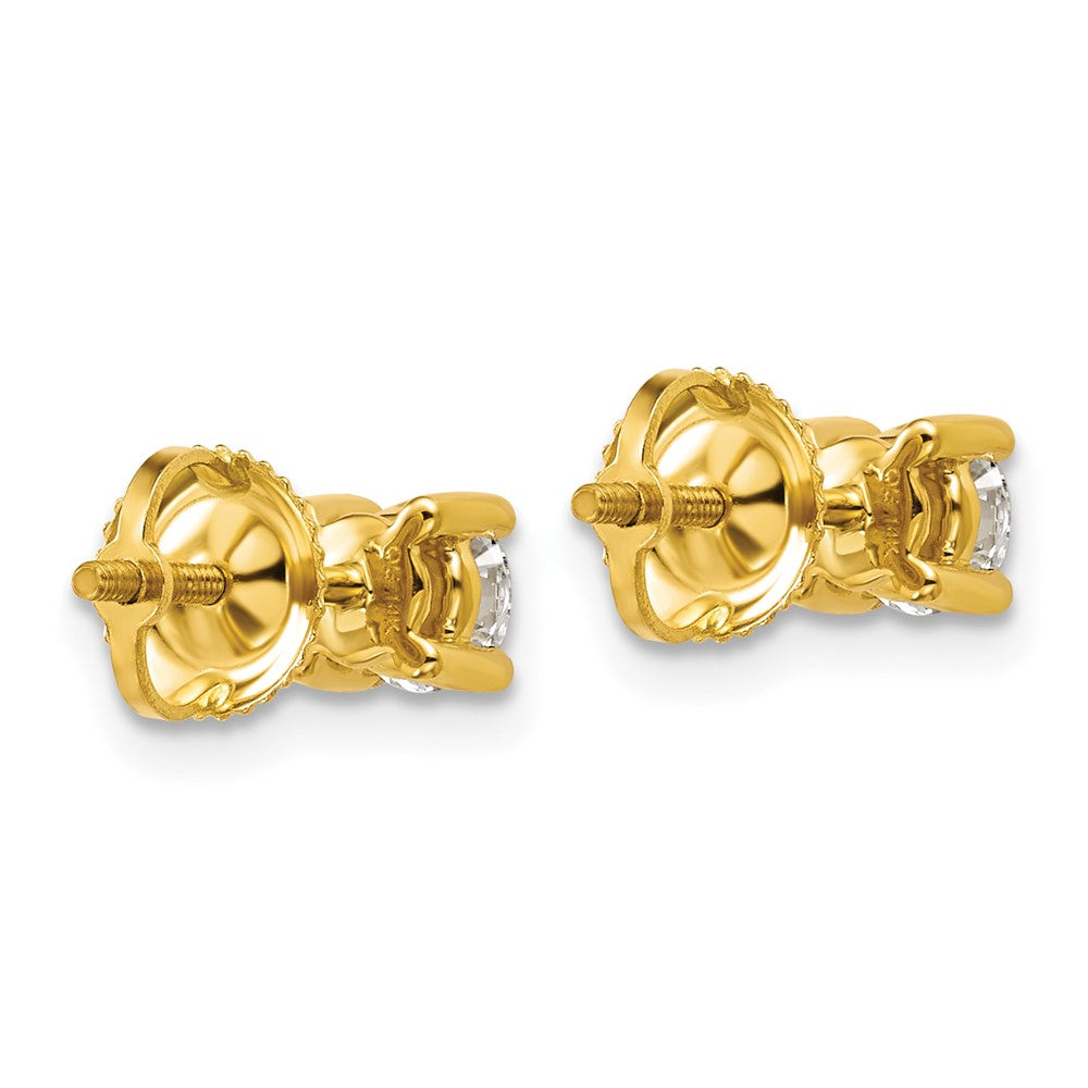 14K Gelbgold Ohrstecker mit 0,75 ct. Labor gezüchteten Diamanten, VS/SI+ G+, rund, Vierzack-Fassung, Schraubverschluss