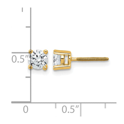 14K Gelbgold Ohrstecker mit 0,75 ct. Labor gezüchteten Diamanten, VS/SI+ G+, rund, Vierzack-Fassung, Schraubverschluss