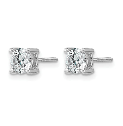 14K Weißgold Ohrstecker mit 1 ct. im Labor gezüchteten Diamanten, rund, VS/SI+ G+, Vierkrallenfassung, Schraubverschluss