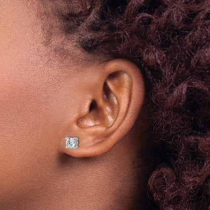 14K Weißgold Ohrstecker mit 1 ct. im Labor gezüchteten Diamanten, rund, VS/SI+ G+, Vierkrallenfassung, Schraubverschluss