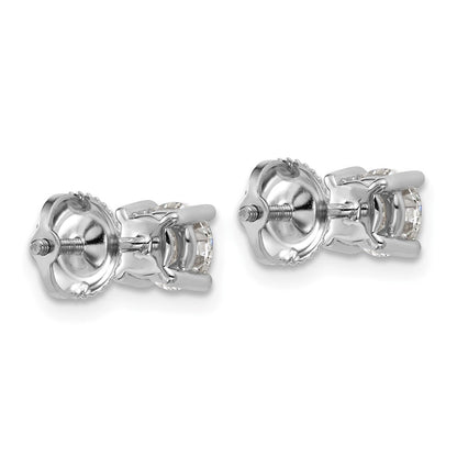 14K Weißgold Ohrstecker mit zertifiziertem, im Labor gezüchtetem 1 ct. Diamant VS+ F+, rund, in Vierkrallenfassung, mit Schraubverschluss