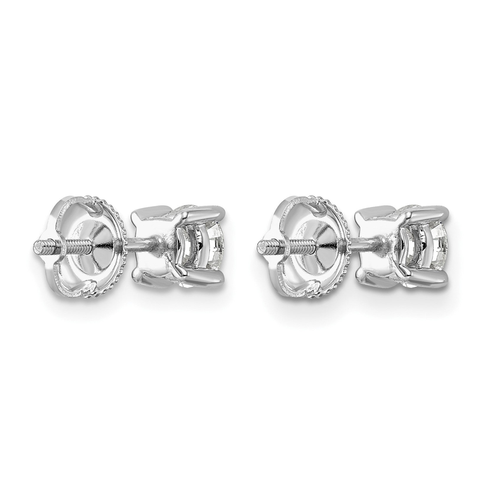 14K Weißgold Ohrstecker mit 1 ct. im Labor gezüchteten Diamanten, rund, VS/SI+ G+, Vierkrallenfassung, Schraubverschluss
