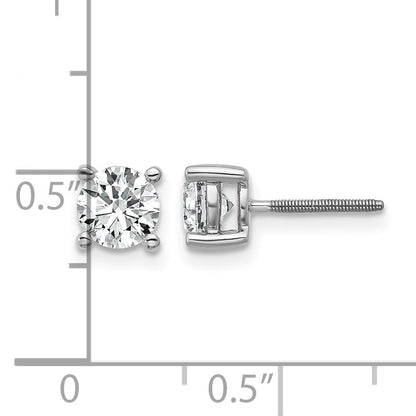 14K Weißgold Ohrstecker mit 1 ct. im Labor gezüchteten Diamanten, rund, VS/SI+ G+, Vierkrallenfassung, Schraubverschluss