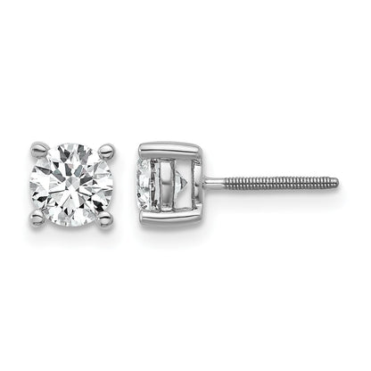 14K Weißgold Ohrstecker mit 1 ct. im Labor gezüchteten Diamanten, rund, VS/SI+ G+, Vierkrallenfassung, Schraubverschluss