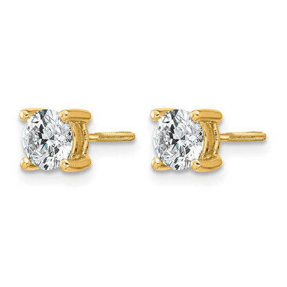 14K Gelbgold Ohrstecker mit 1 ct. zertifizierten, im Labor gezüchteten Diamanten, VS/SI+ G+, rund, 4-Krappen-Fassung, hohes Gewicht, mit Schraubverschluss