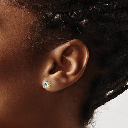 14K Gelbgold Ohrstecker mit 1 ct. zertifizierten, im Labor gezüchteten Diamanten, VS/SI+ G+, rund, 4-Krappen-Fassung, hohes Gewicht, mit Schraubverschluss