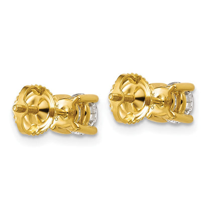 14K Gelbgold Ohrstecker mit 1 ct. zertifizierten, im Labor gezüchteten Diamanten, VS/SI+ G+, rund, 4-Krappen-Fassung, hohes Gewicht, mit Schraubverschluss