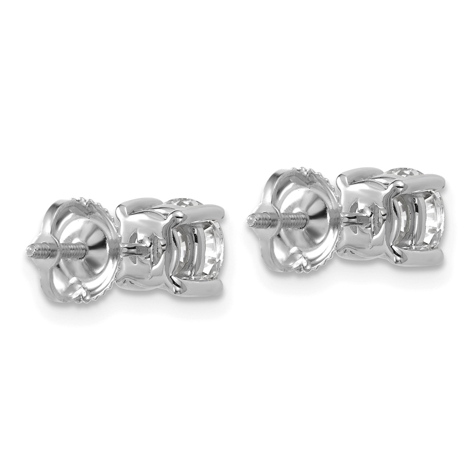 14K Weißgold Ohrstecker mit 1,5 ct. zertifizierten, im Labor gezüchteten Diamanten VS/SI+ G+, rund, 4-Krappen-Fassung, hohes Gewicht, mit Schraubverschluss