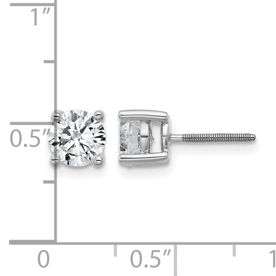 14K Weißgold Ohrstecker mit 1,5 ct. zertifizierten, im Labor gezüchteten Diamanten VS/SI+ G+, rund, 4-Krappen-Fassung, hohes Gewicht, mit Schraubverschluss