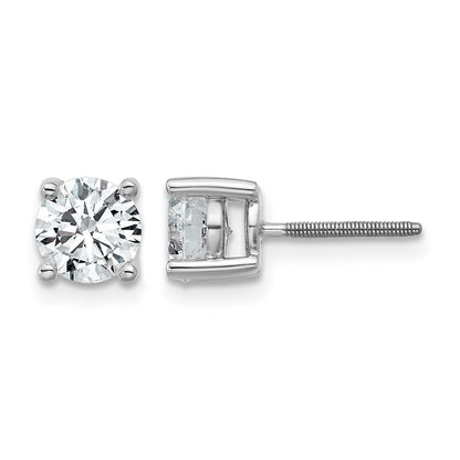 14K Weißgold Ohrstecker mit 1,5 ct. zertifizierten, im Labor gezüchteten Diamanten VS/SI+ G+, rund, 4-Krappen-Fassung, hohes Gewicht, mit Schraubverschluss