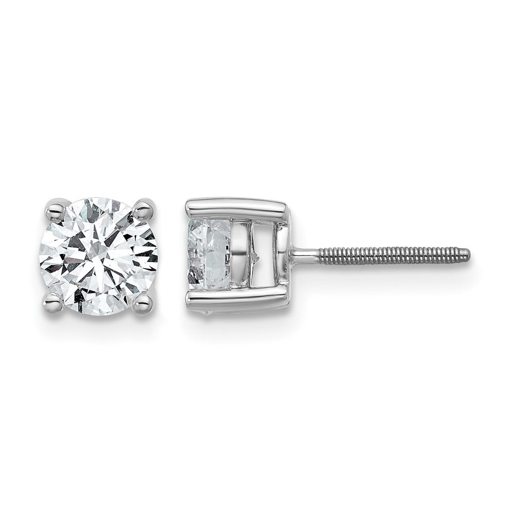 14K Weißgold Ohrstecker mit 1,5 ct. zertifizierten, im Labor gezüchteten Diamanten VS/SI+ G+, rund, 4-Krappen-Fassung, hohes Gewicht, mit Schraubverschluss