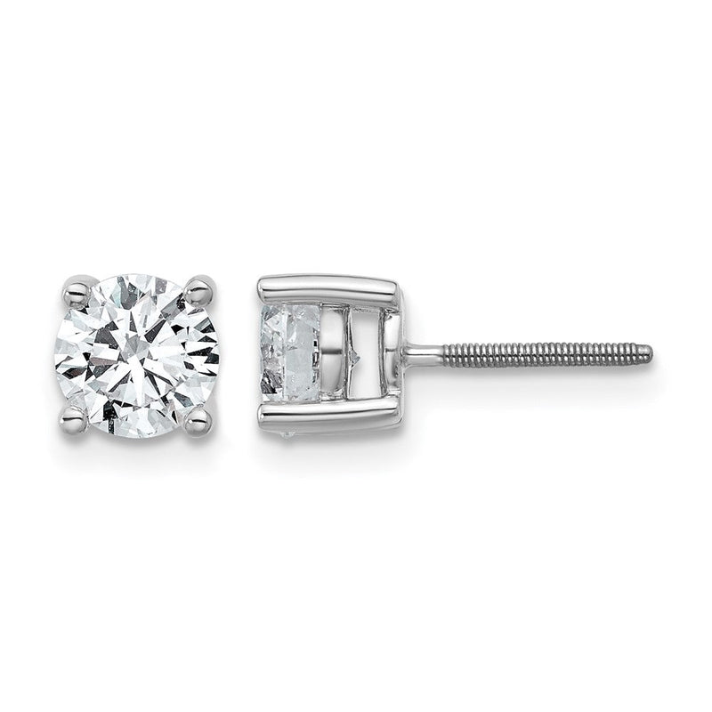 14K Weißgold Ohrstecker mit 1,5 ct. zertifizierten, im Labor gezüchteten Diamanten VS/SI+ G+, rund, 4-Krappen-Fassung, hohes Gewicht, mit Schraubverschluss