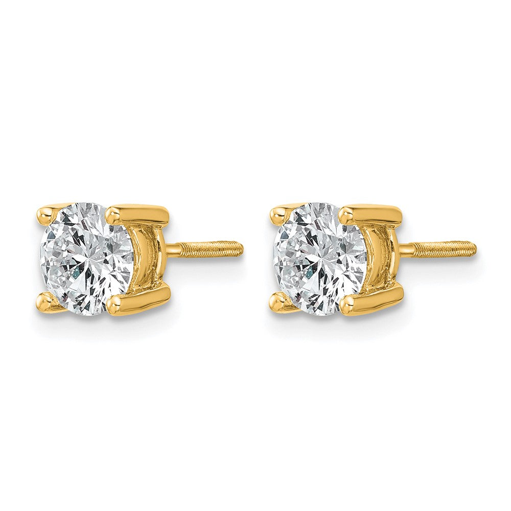 14K Gelbgold Ohrstecker mit rund geschliffenen, im Labor gezüchteten Diamanten, VS/SI+ G+, 1,5 ct. Gesamtgewicht, 4-Krappen-Fassung, schweres Gewicht, Schraubverschluss