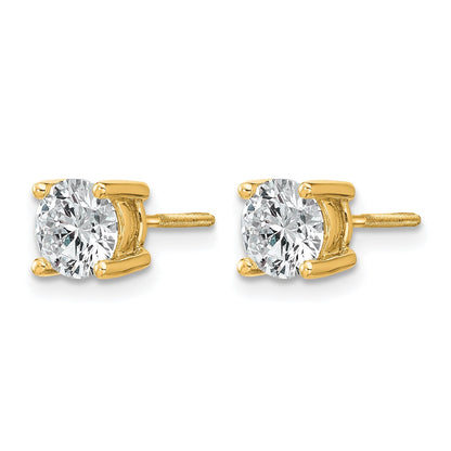14K Gelbgold Ohrstecker mit rund geschliffenen, im Labor gezüchteten Diamanten, VS/SI+ G+, 1,5 ct. Gesamtgewicht, 4-Krappen-Fassung, schweres Gewicht, Schraubverschluss