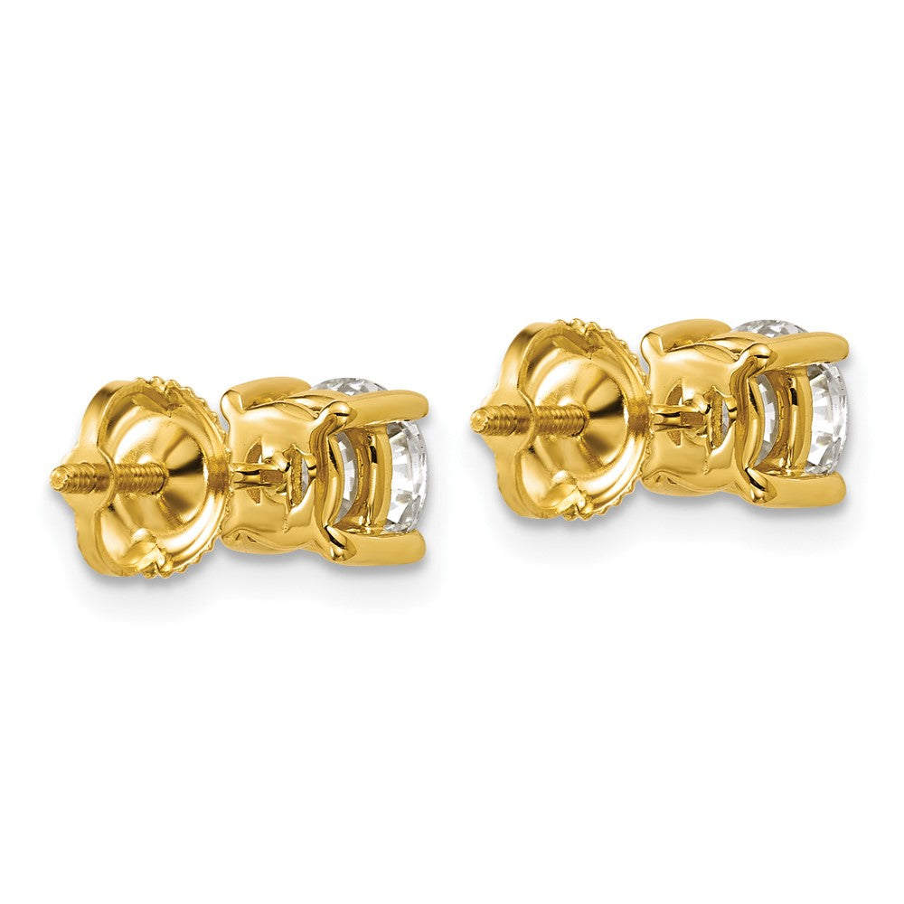 14K Gelbgold Ohrstecker mit rund geschliffenen, im Labor gezüchteten Diamanten, VS/SI+ G+, 1,5 ct. Gesamtgewicht, 4-Krappen-Fassung, schweres Gewicht, Schraubverschluss