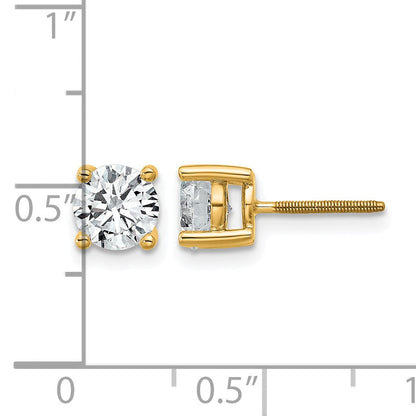 14K Gelbgold Ohrstecker mit rund geschliffenen, im Labor gezüchteten Diamanten, VS/SI+ G+, 1,5 ct. Gesamtgewicht, 4-Krappen-Fassung, schweres Gewicht, Schraubverschluss