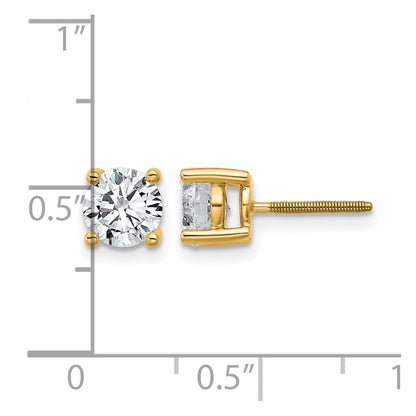 14K Gelbgold Ohrstecker mit rund geschliffenen, im Labor gezüchteten Diamanten, VS/SI+ G+, 1,5 ct. Gesamtgewicht, 4-Krappen-Fassung, schweres Gewicht, Schraubverschluss