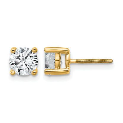14K Gelbgold Ohrstecker mit rund geschliffenen, im Labor gezüchteten Diamanten, VS/SI+ G+, 1,5 ct. Gesamtgewicht, 4-Krappen-Fassung, schweres Gewicht, Schraubverschluss
