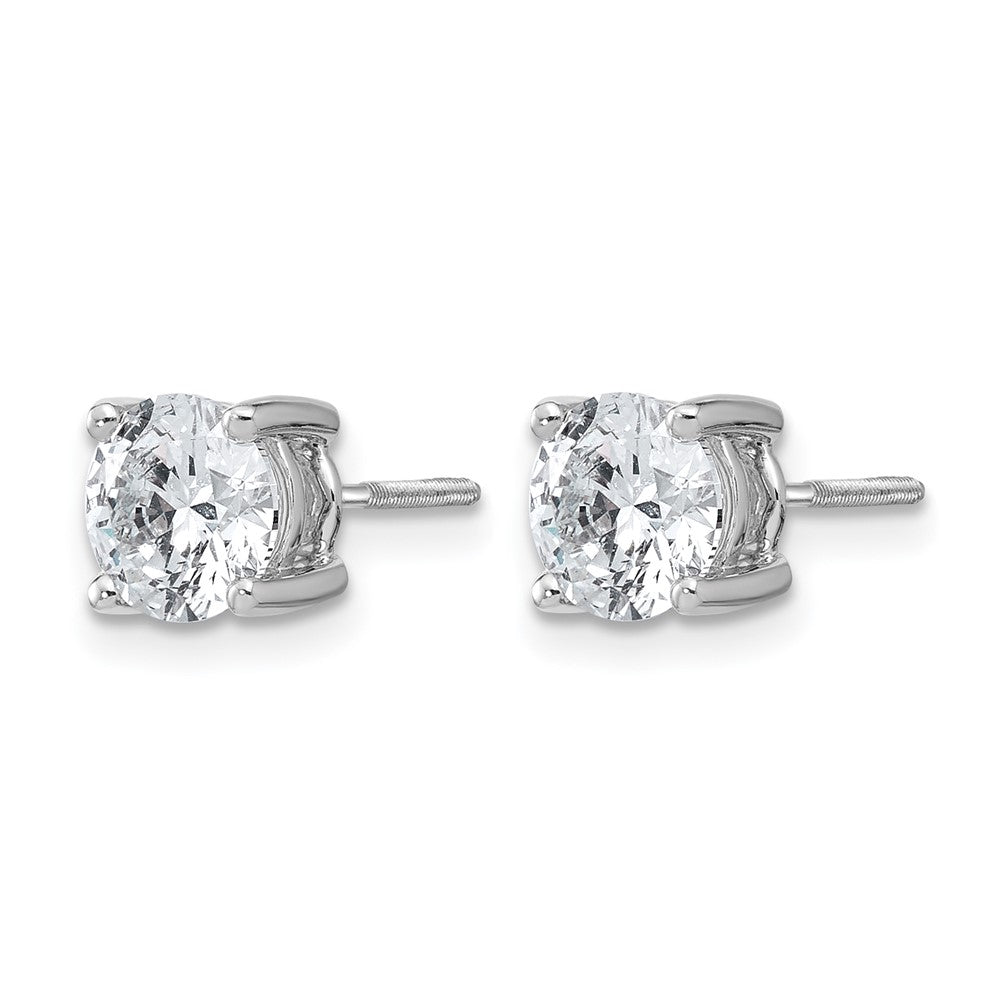14K Weißgold Ohrstecker mit 2 ct. zertifizierten, im Labor gezüchteten Rund-Diamanten VS/SI+ G+, 4-Krappen-Fassung, Schraubverschluss, hohes Gewicht