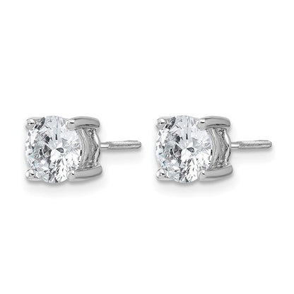 14K Weißgold Ohrstecker mit 2 ct. zertifizierten, im Labor gezüchteten Rund-Diamanten VS/SI+ G+, 4-Krappen-Fassung, Schraubverschluss, hohes Gewicht