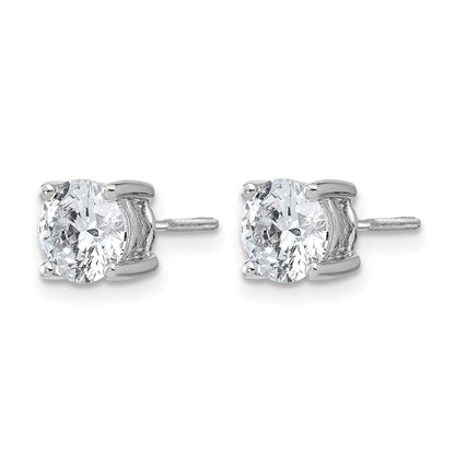14K Weißgold Ohrstecker mit 2 ct. Labordiamanten, VS/SI+ G+, Rund, 4-Krappen-Fassung, Schwere Ausführung, Schraubverschluss