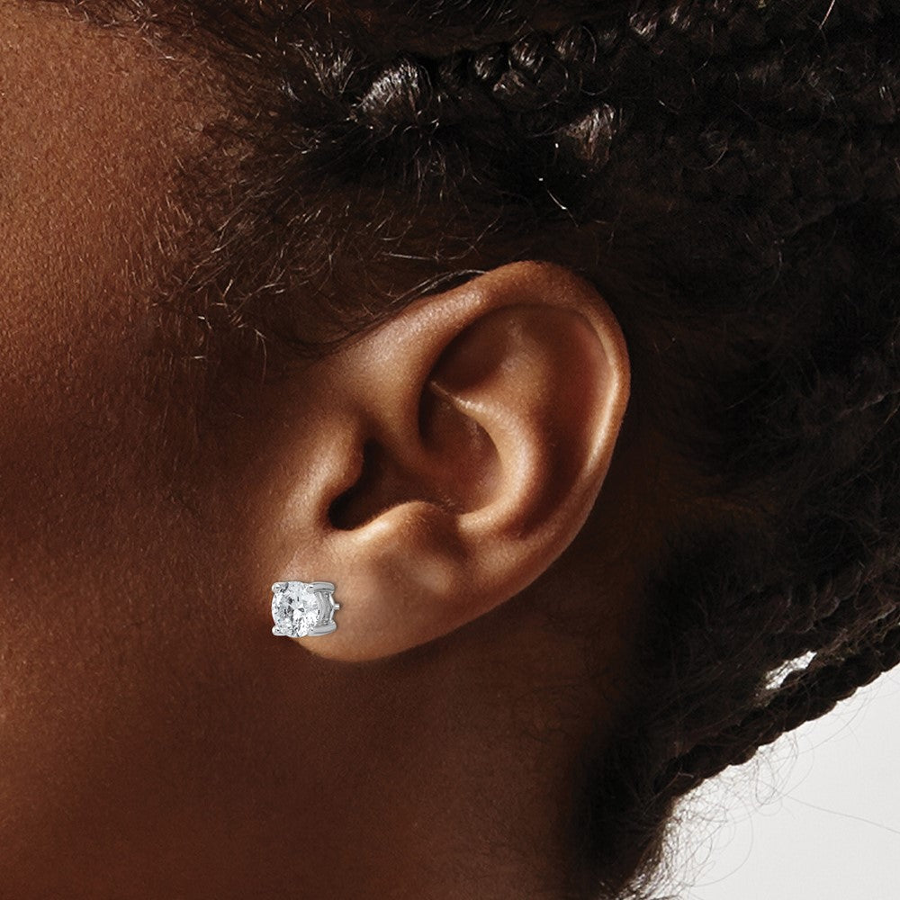 14K Weißgold Ohrstecker mit 2 ct. zertifizierten, im Labor gezüchteten Rund-Diamanten VS/SI+ G+, 4-Krappen-Fassung, Schraubverschluss, hohes Gewicht