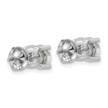 14K Weißgold Ohrstecker mit 2 ct. Labordiamanten, VS/SI+ G+, Rund, 4-Krappen-Fassung, Schwere Ausführung, Schraubverschluss