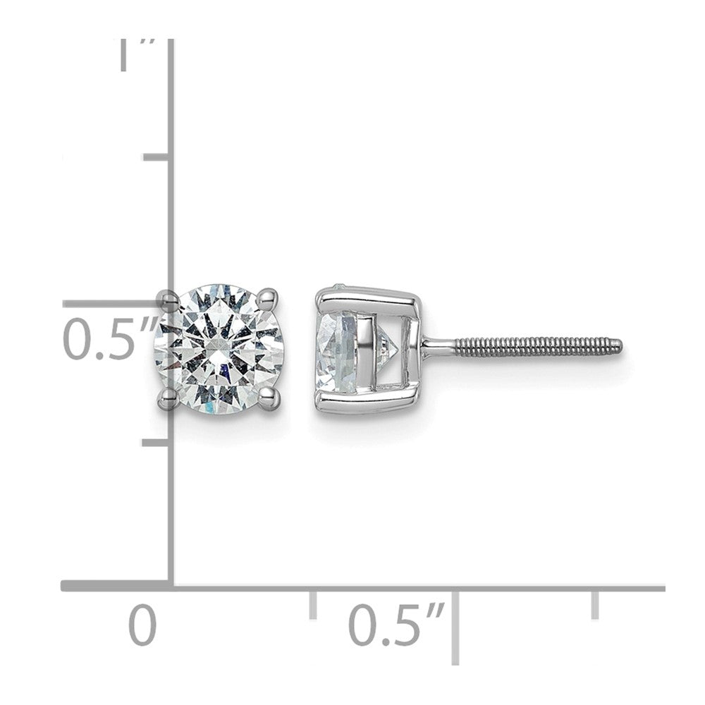 14K Weißgold Ohrstecker mit 2 ct. zertifizierten, im Labor gezüchteten Rund-Diamanten VS/SI+ G+, 4-Krappen-Fassung, Schraubverschluss, hohes Gewicht