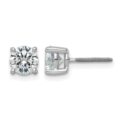 14K Weißgold Ohrstecker mit 2 ct. zertifizierten, im Labor gezüchteten Rund-Diamanten VS/SI+ G+, 4-Krappen-Fassung, Schraubverschluss, hohes Gewicht