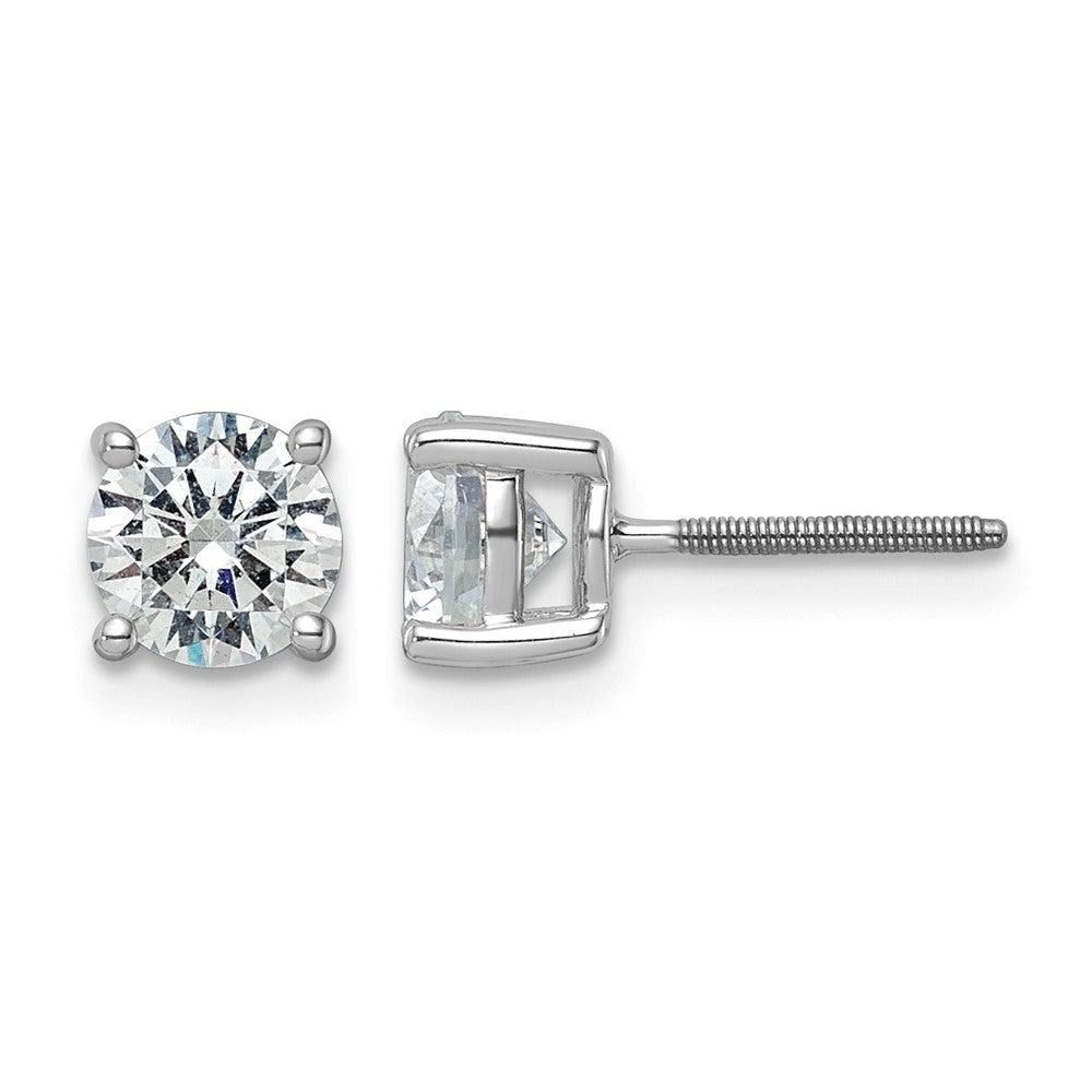 14K Weißgold Ohrstecker mit 2 ct. zertifizierten, im Labor gezüchteten Rund-Diamanten VS/SI+ G+, 4-Krappen-Fassung, Schraubverschluss, hohes Gewicht