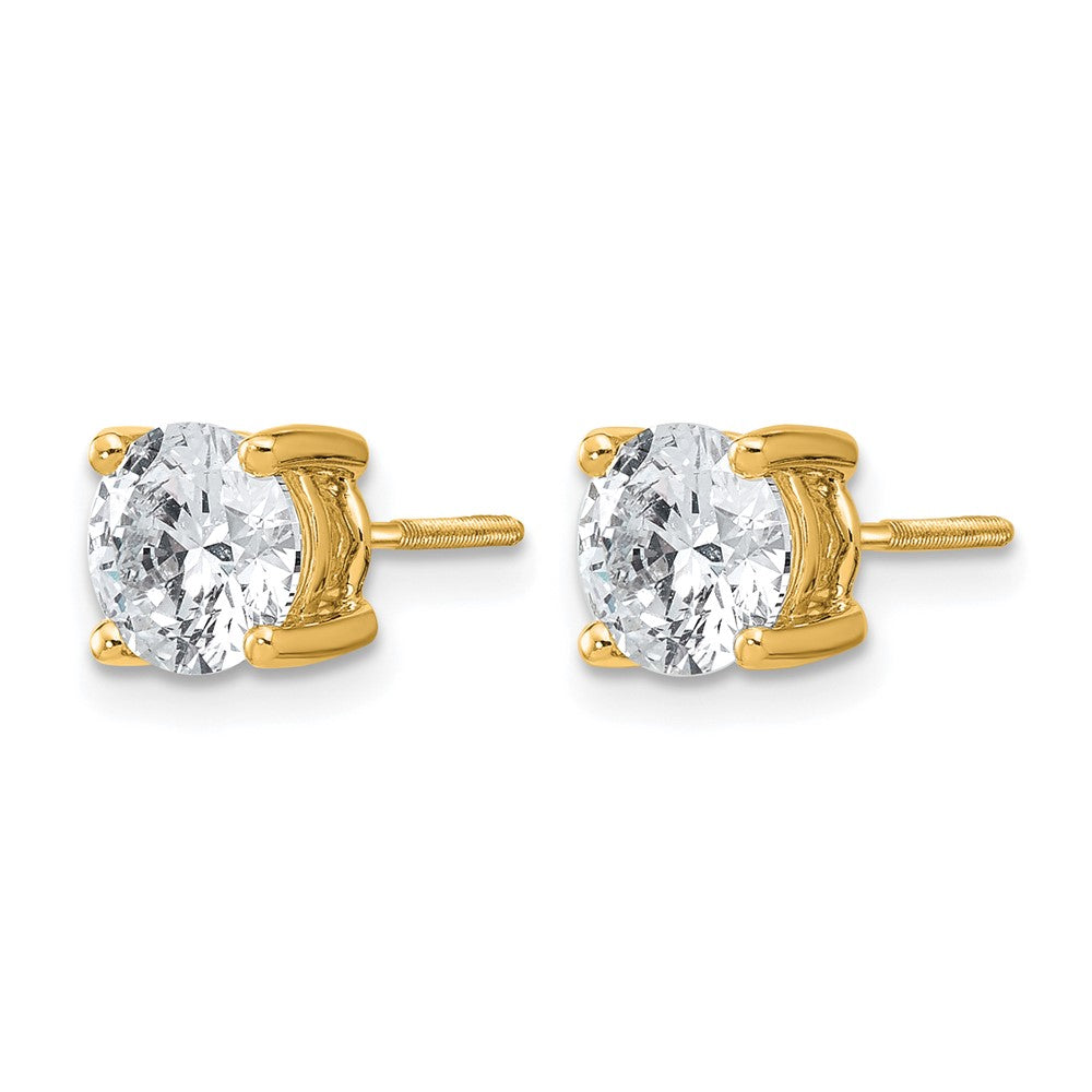 14K Gelbgold Weiß 2 ct. Zertifizierte Labor-Gezüchtete Diamant VS+ F+ Rund Vier-Krappen Schraubverschluss Ohrstecker