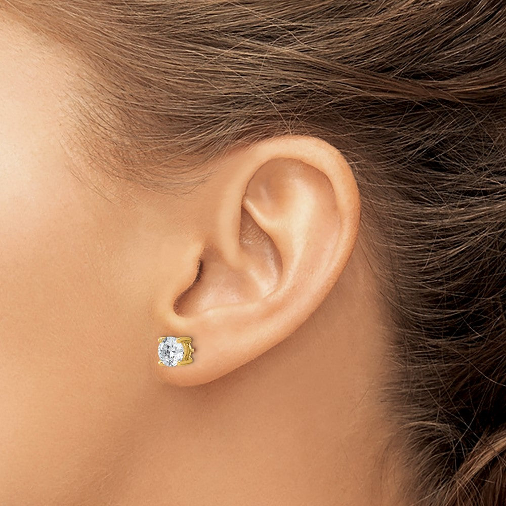14K Gelbgold Ohrstecker mit 2 ct. zertifizierten, laborgezüchteten Diamanten, VS/SI+ G+, rund, 4-Krappen-Fassung, schweres Gewicht, mit Schraubverschluss