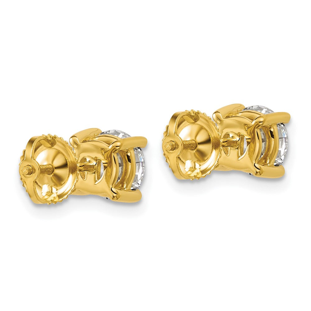 14K Gelbgold Weiß 2 ct. Zertifizierte Labor-Gezüchtete Diamant VS+ F+ Rund Vier-Krappen Schraubverschluss Ohrstecker