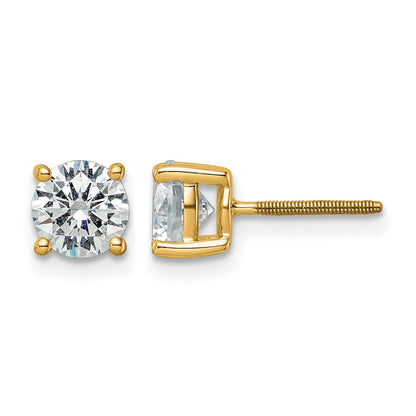 14K Gelbgold Ohrstecker mit 2 ct. zertifizierten, laborgezüchteten Diamanten, VS/SI+ G+, rund, 4-Krappen-Fassung, schweres Gewicht, mit Schraubverschluss
