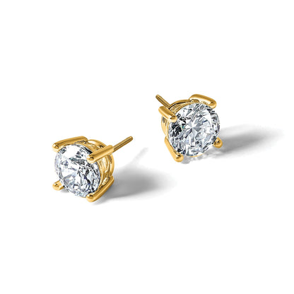 14K Gelbgold Weiß 2 ct. Zertifizierte Labor-Gezüchtete Diamant VS+ F+ Rund Vier-Krappen Schraubverschluss Ohrstecker