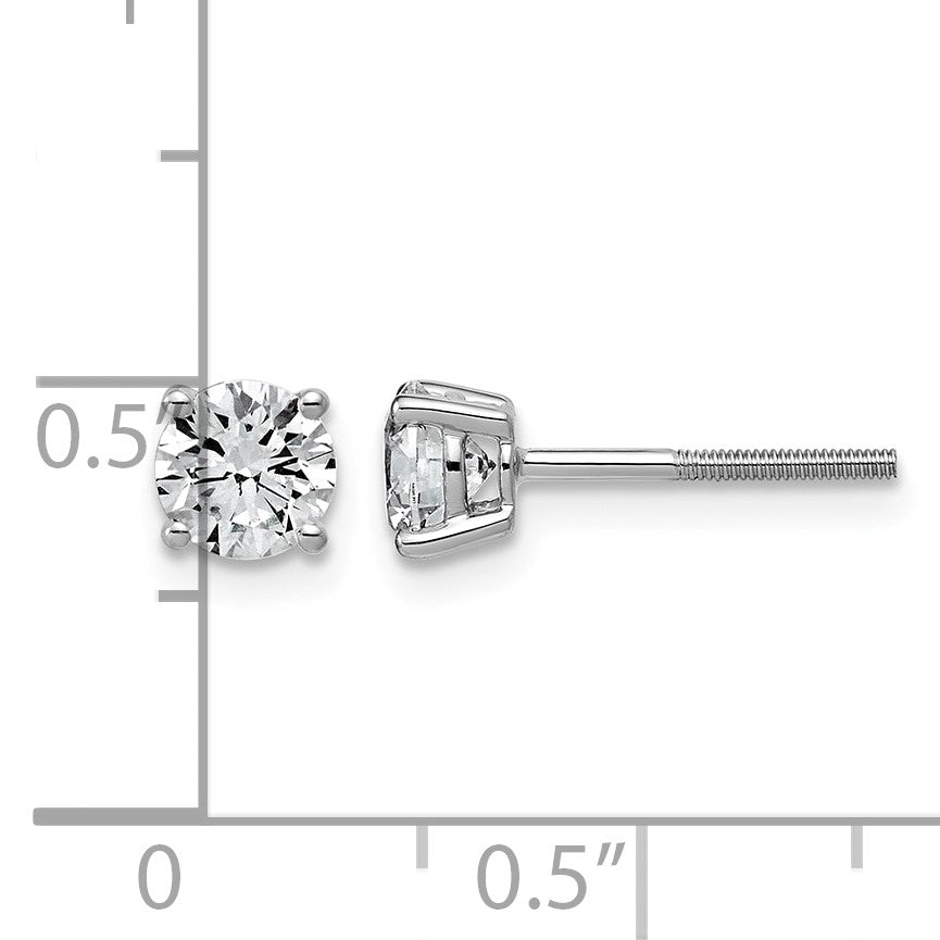 14K Weißgold Ohrstecker mit 1K im Labor gezüchteten Diamanten, VS+, F+, rund, komplette Vierkrappenfassung, leichtgewichtig, mit Schraubverschluss