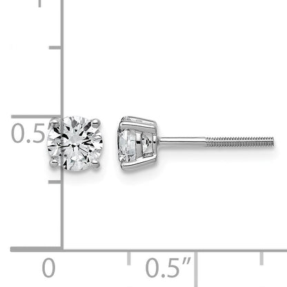 14K Weißgold Ohrstecker mit 1K im Labor gezüchteten Diamanten, VS+, F+, rund, komplette Vierkrappenfassung, leichtgewichtig, mit Schraubverschluss