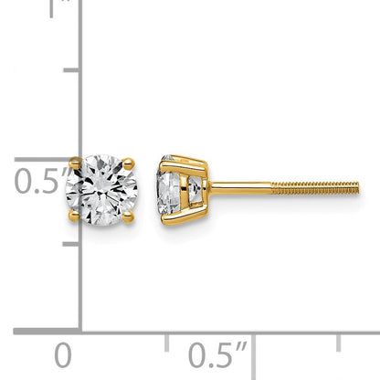 14K Gelbgold Ohrstecker mit 1K im Labor gezüchtetem rundem Diamanten, VS/SI+, G+, komplett gefasst mit vier Krappen, leichtgewichtig, mit Schraubverschluss