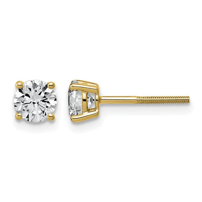 14K Gelbgold Ohrstecker mit 1K im Labor gezüchtetem rundem Diamanten, VS/SI+, G+, komplett gefasst mit vier Krappen, leichtgewichtig, mit Schraubverschluss