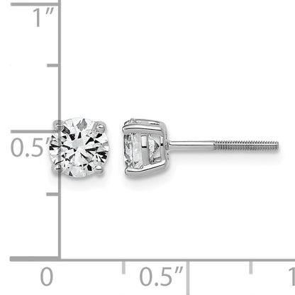 14K Weißgold Ohrstecker mit 1,5 ct. im Vierergruppen-Prong-Complete-Fassung, leichtgewichtig, mit Sicherheitsverschluss (Screwback), rund geschliffenen, im Labor gezüchteten Diamanten, VS/SI+ G+