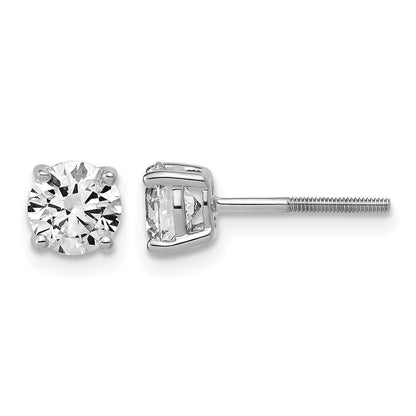 14K Weißgold Ohrstecker mit 1,5 ct. im Vierergruppen-Prong-Complete-Fassung, leichtgewichtig, mit Sicherheitsverschluss (Screwback), rund geschliffenen, im Labor gezüchteten Diamanten, VS/SI+ G+