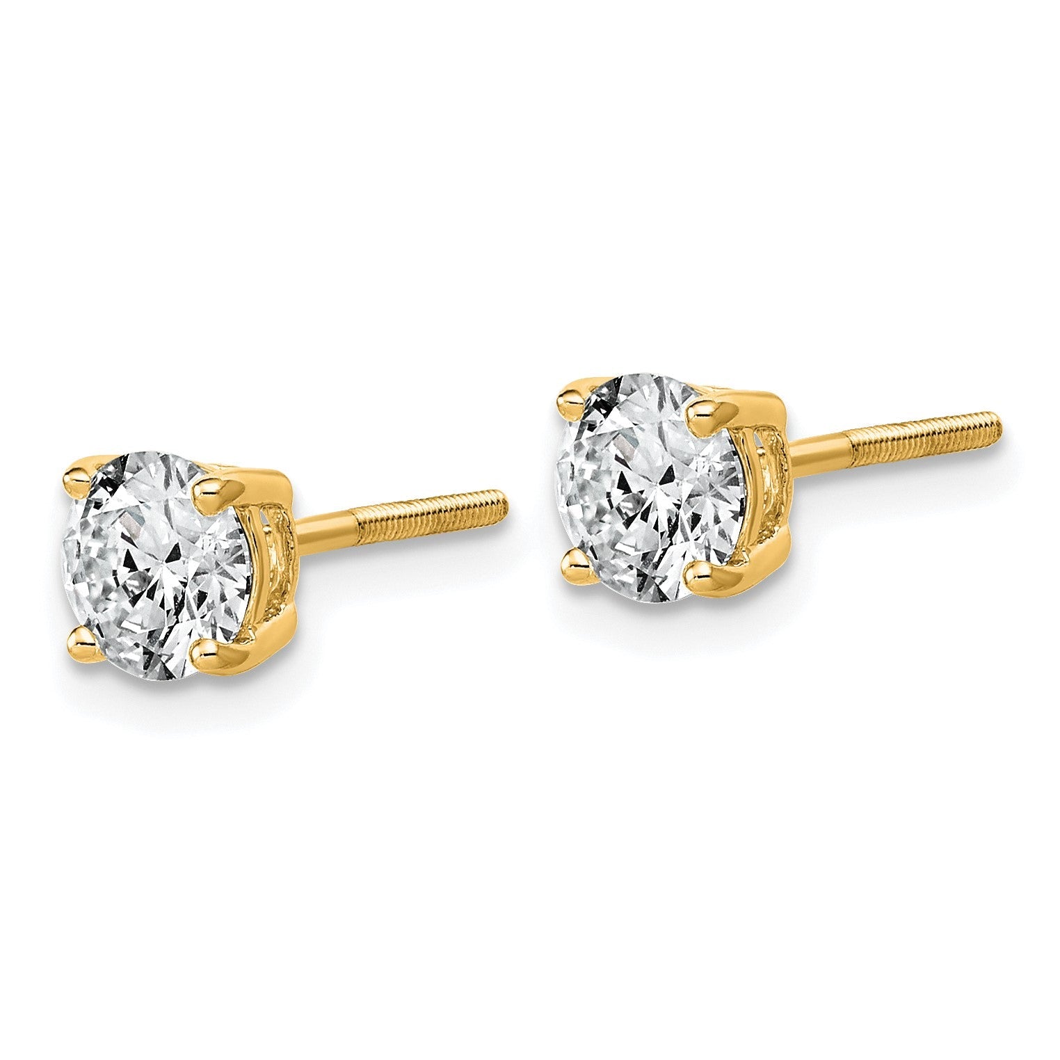 14K Gelbgold Ohrstecker mit 1,5K Laborgezüchteten Diamanten VS/SI+ G+, Rund-Schliff, komplette Vier-Krappen-Fassung, Leichtgewicht, Schraubverschluss
