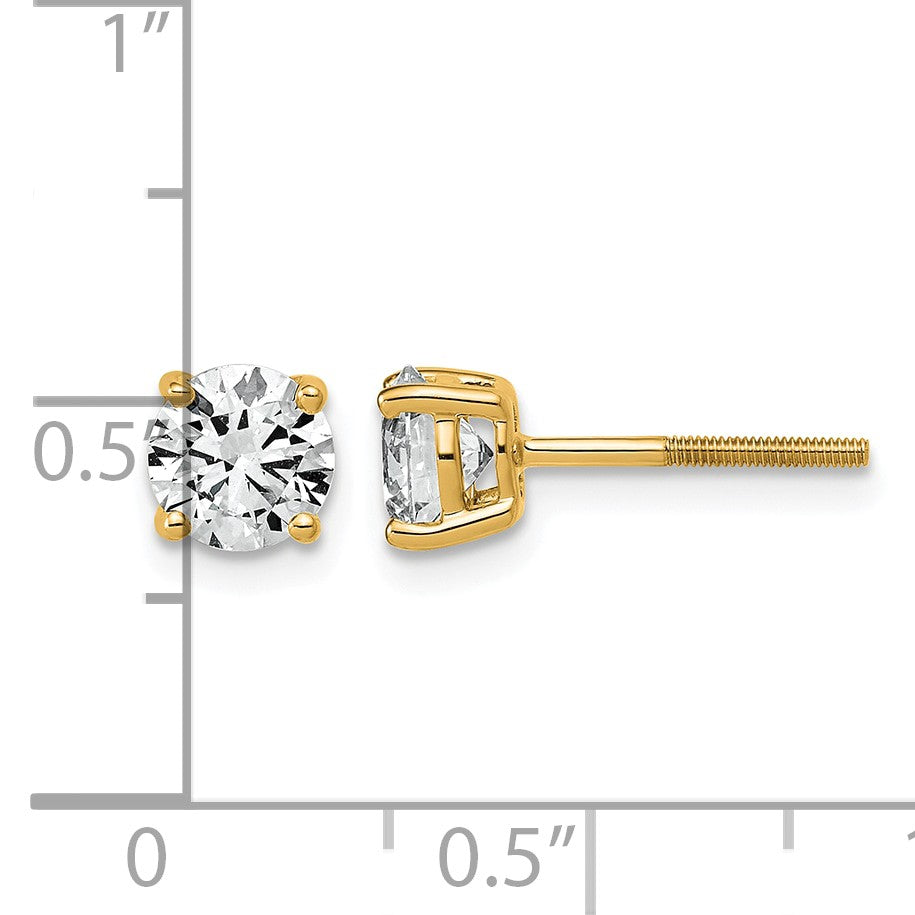 14K Gelbgold Ohrstecker mit 1,5K Laborgezüchteten Diamanten VS/SI+ G+, Rund-Schliff, komplette Vier-Krappen-Fassung, Leichtgewicht, Schraubverschluss