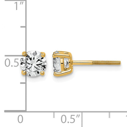 14K Gelbgold Ohrstecker mit 1,5K Laborgezüchteten Diamanten VS/SI+ G+, Rund-Schliff, komplette Vier-Krappen-Fassung, Leichtgewicht, Schraubverschluss
