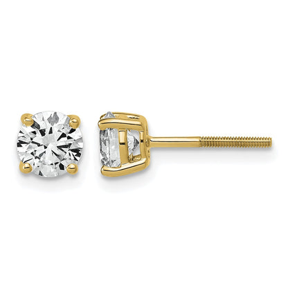 14K Gelbgold Ohrstecker mit 1,5 ct. im Labor gezüchteten Diamanten, VS+ F+, rund, komplett gefasst, Vierzack-Fassung, leichtgewichtig, mit Schraubverschluss