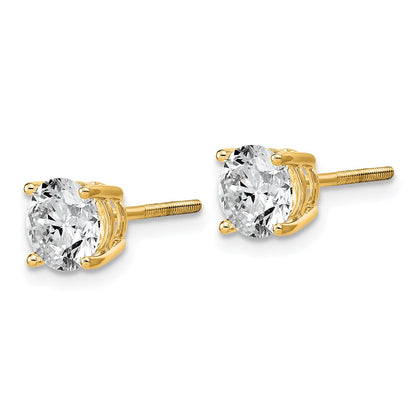 14K Gelbgold Ohrstecker mit rundem, laborgezüchtetem 2K-Diamanten, VS/SI+ G+, komplett gefasst, Vierklauenfassung, leichtgewichtig, mit Schraubverschluss